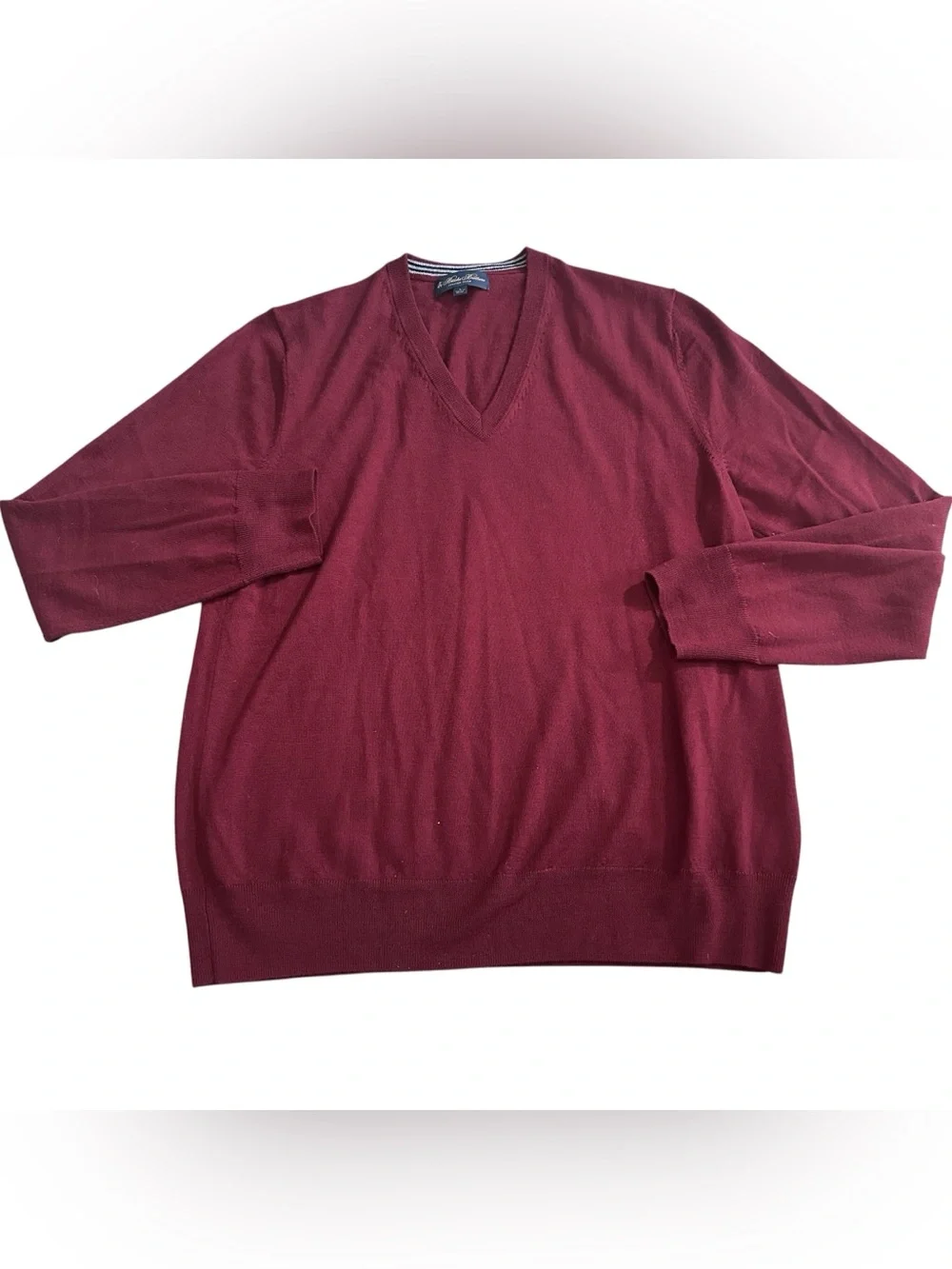 Brooks Brothers Merino Wool Italian Yarn V-Neck Sweater Mens Large